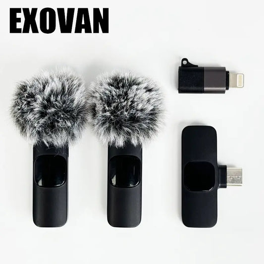 Wireless Mini Microphone for Iphone/Smartphone, 2 Mini Lapel Microphones with Clearer Audio for Video Recording, Interview, Vlog，Noise Reduction Device Noise Cancellation Stereo Wireless Vlogging Tools Handheld High Quality Audio